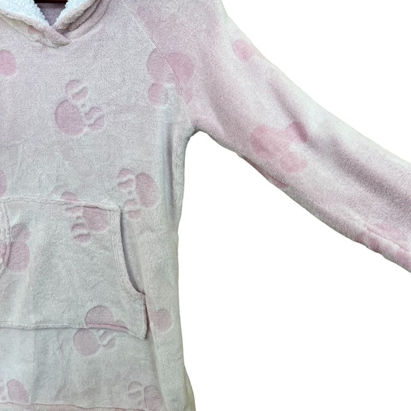 Disney Pajama Sherpa Hoodie Women XS Pink Pajama Pullover Robe Cover Mickey Ears - Picture 3 of 13